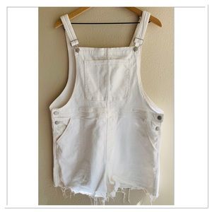 Madewell Adirondack Overall Shorts Tile White Cut Off Hem Size Large